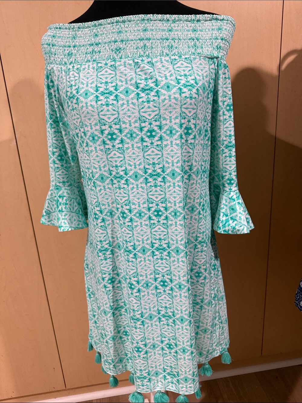 Cabana Life Teal and White Printed Tunic Dress